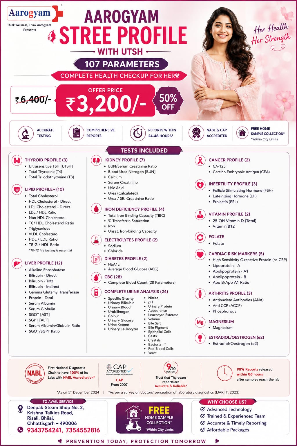 AAROGYAM STREE PROFILE – FULL BODY HEALTH CHECKUP